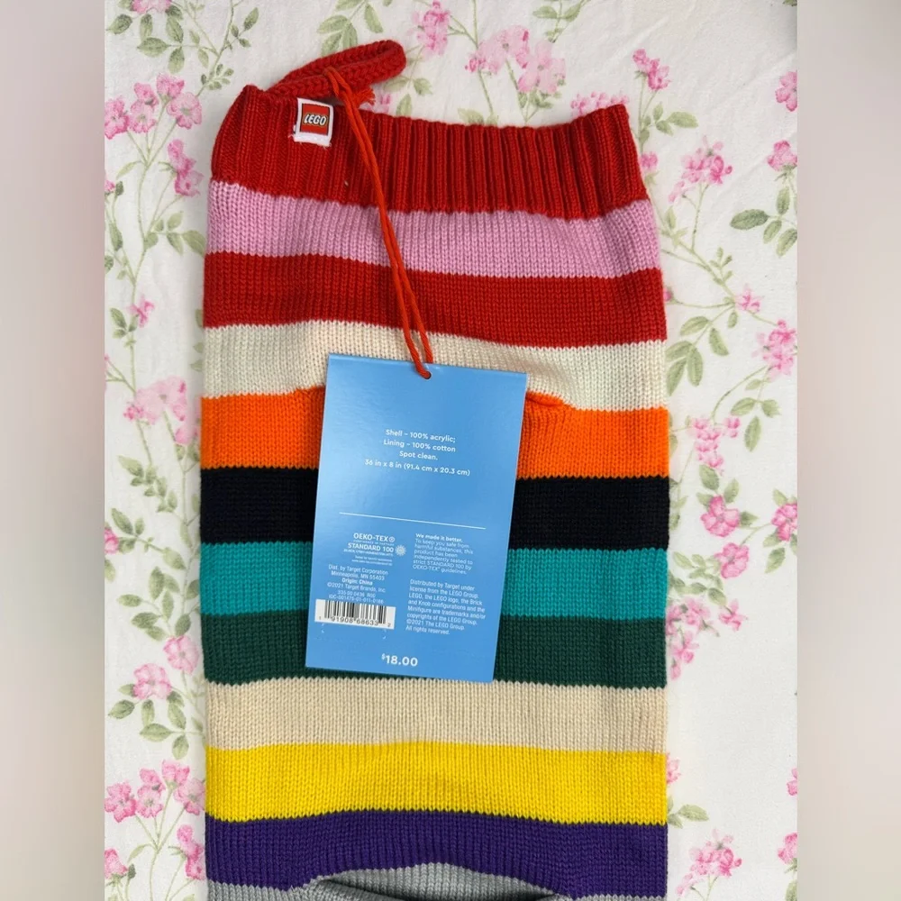 NWT XL LEGO Rainbow‎ Striped Christmas Stocking - Picture 2 of 9